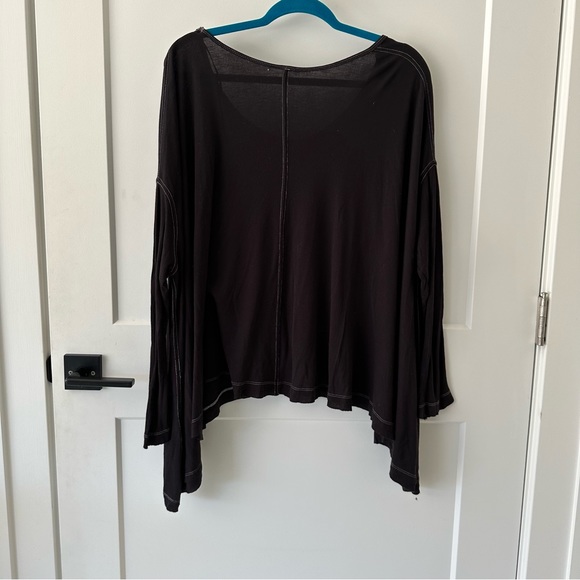 Free People Black Scoop Neck Pullover Flowy Long Sleeve Top Size S - Picture 4 of 5